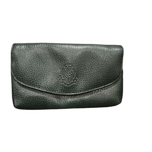 Vintage Tan Bag Olive green Leather clutch with keyring.